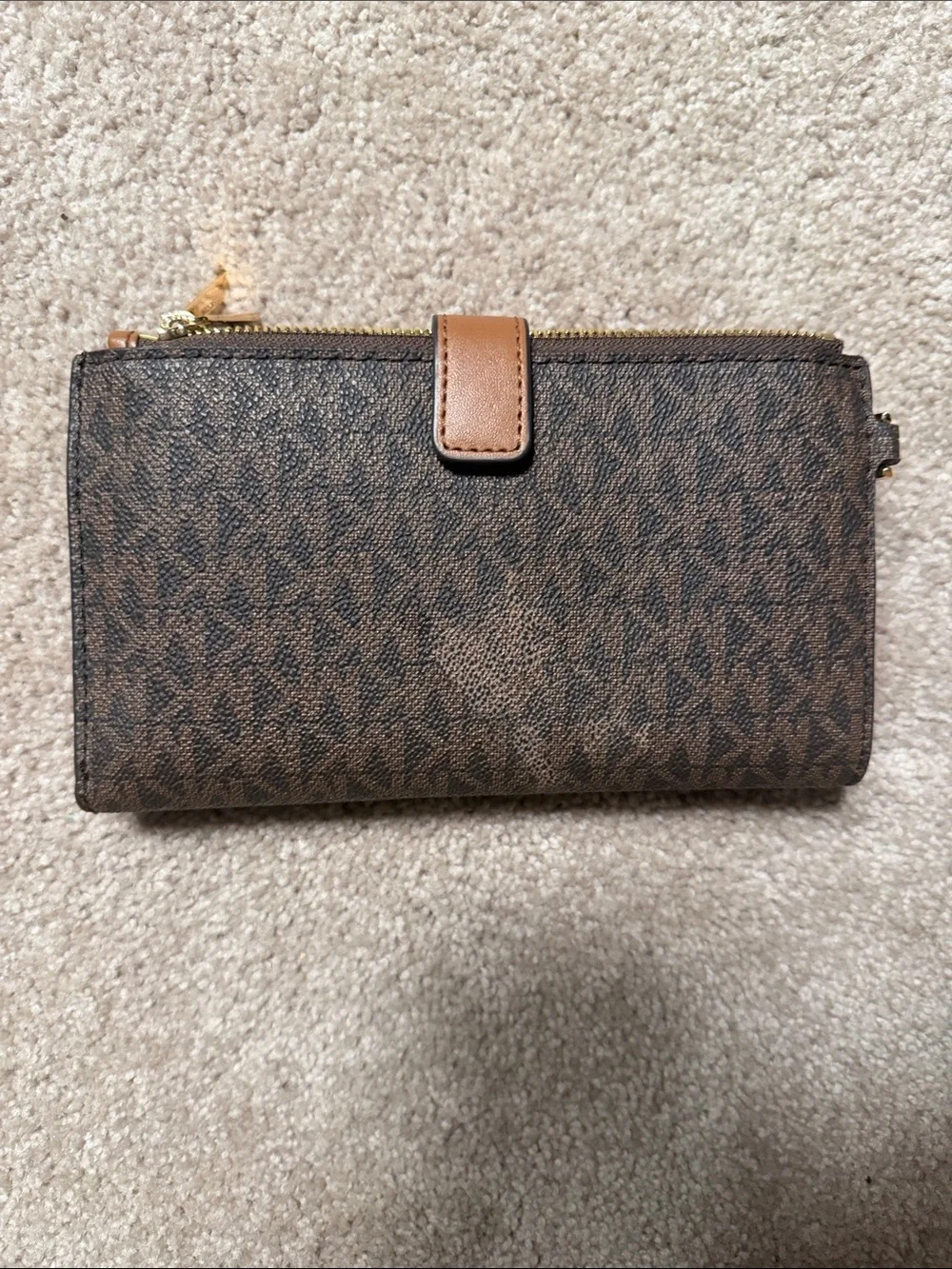 Michael Kors Brown Logo-Print Zip wallet